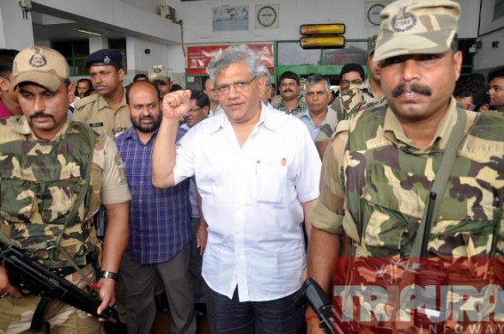 Sitaram Yechuri arrives at Tripura, received by Rs 51 crore scamster BDO Bimal Chakraborty's brother DYFI secretary Amal Chakraborty Sitaram Yechuri arrives at Tripura, received by Rs 51 crore scamster BDO Bimal Chakraborty's brother DYFI secretary Amal Chakraborty